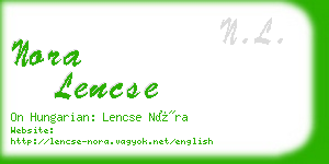 nora lencse business card